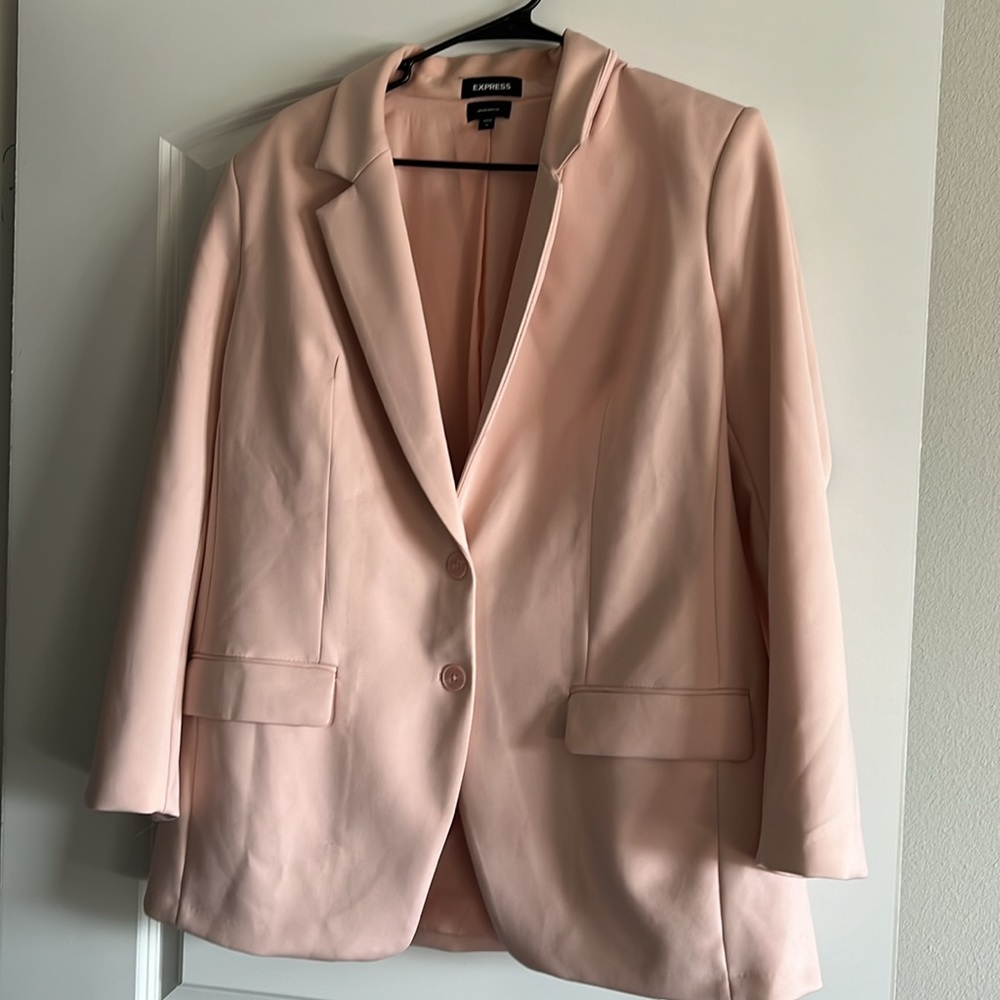 EXPRESS SUPERSOFT DOUBLE KNIT TWO BUTTON BOYFRIEND BLAZER